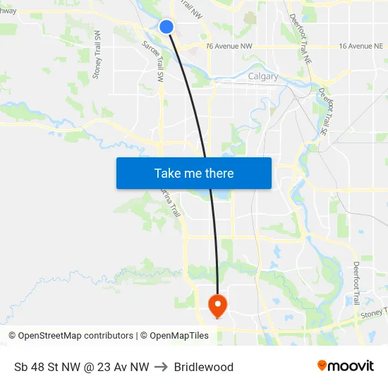 Sb 48 St NW @ 23 Av NW to Bridlewood map