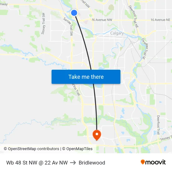 Wb 48 St NW @ 22 Av NW to Bridlewood map