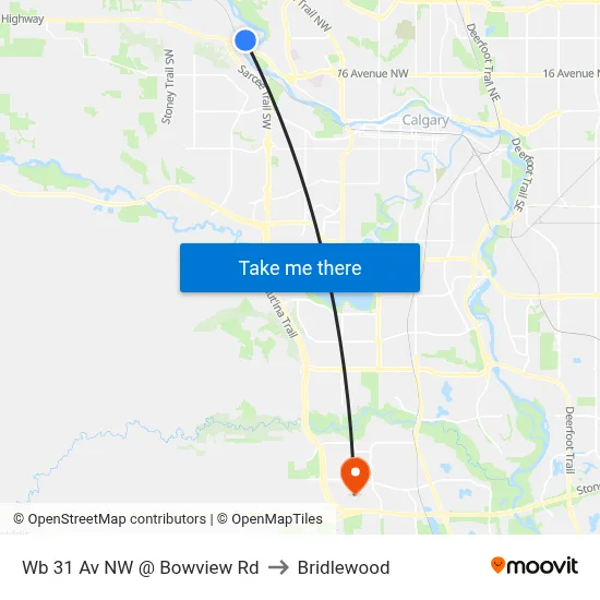 Wb 31 Av NW @ Bowview Rd to Bridlewood map