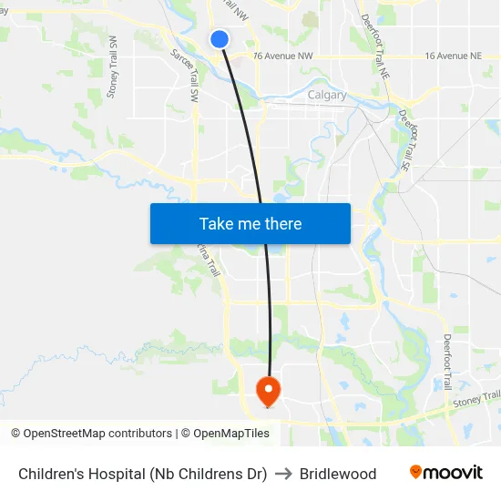 Children's Hospital (Nb Childrens Dr) to Bridlewood map