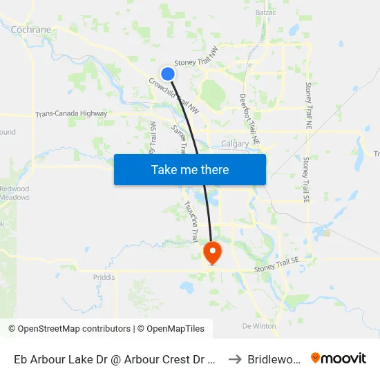 Eb Arbour Lake Dr @ Arbour Crest Dr NW to Bridlewood map
