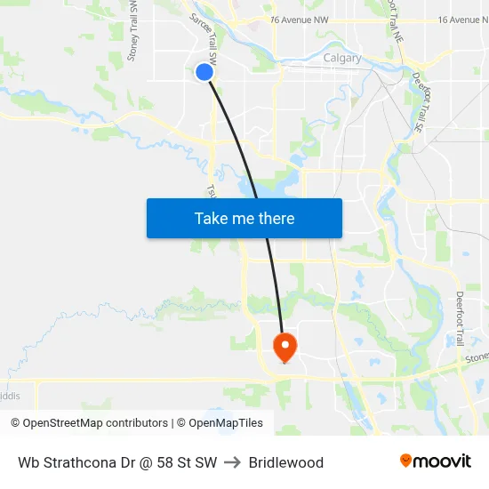 Wb Strathcona Dr @ 58 St SW to Bridlewood map