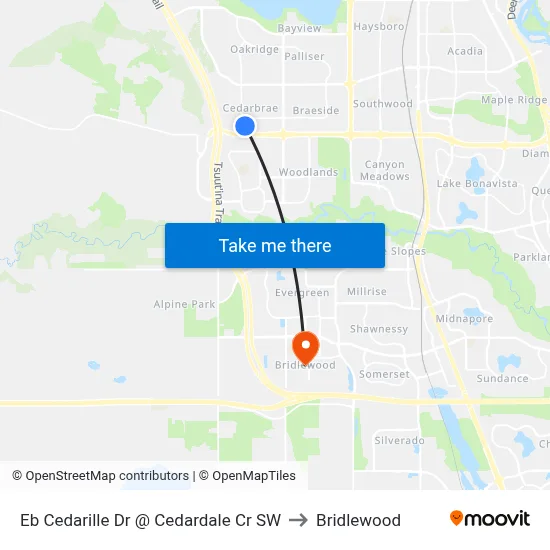 Eb Cedarille Dr @ Cedardale Cr SW to Bridlewood map