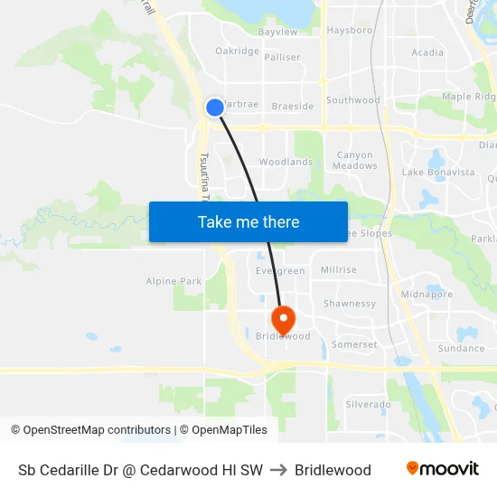 Sb Cedarille Dr @ Cedarwood Hl SW to Bridlewood map