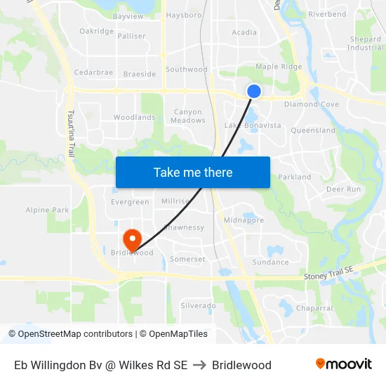 Eb Willingdon Bv @ Wilkes Rd SE to Bridlewood map