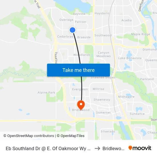 Eb Southland Dr @  E. Of Oakmoor Wy SW to Bridlewood map