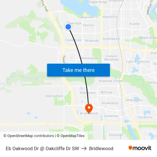 Eb Oakwood Dr @ Oakcliffe Dr SW to Bridlewood map