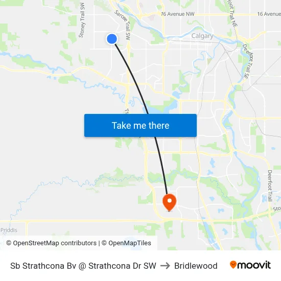 Sb Strathcona Bv @ Strathcona Dr SW to Bridlewood map