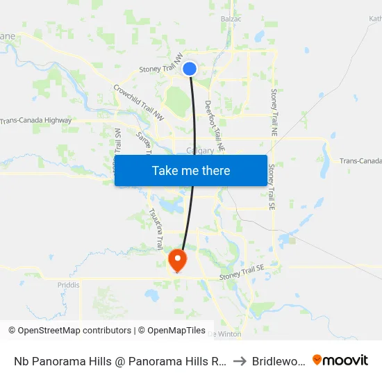 Nb Panorama Hills @ Panorama Hills Ri NW to Bridlewood map