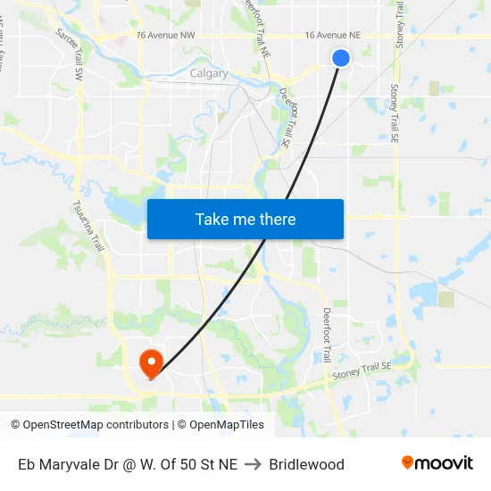 Eb Maryvale Dr @ W. Of 50 St NE to Bridlewood map