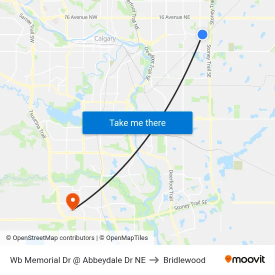 Wb Memorial Dr @ Abbeydale Dr NE to Bridlewood map