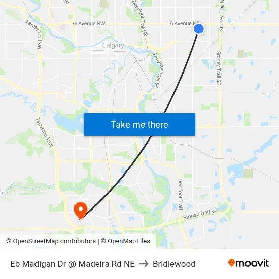 Eb Madigan Dr @ Madeira Rd NE to Bridlewood map