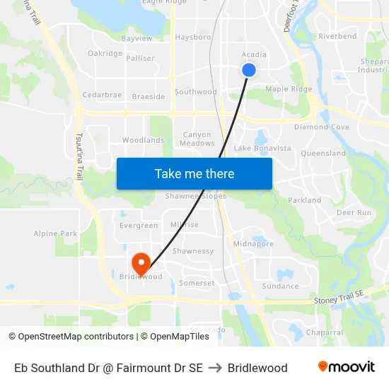 Eb Southland Dr @ Fairmount Dr SE to Bridlewood map