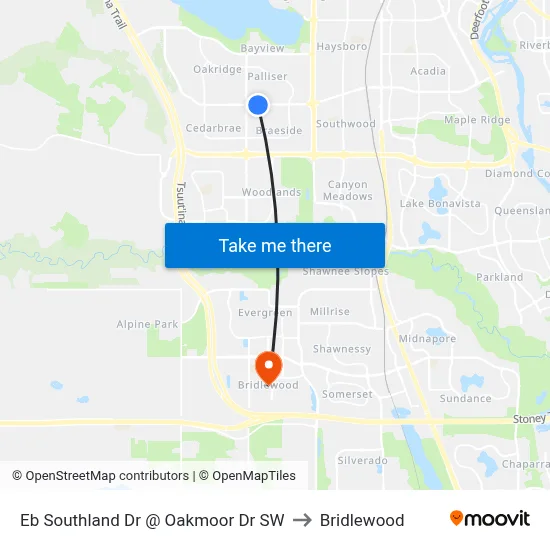 Eb Southland Dr @ Oakmoor Dr SW to Bridlewood map