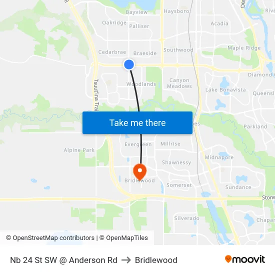 Nb 24 St SW @ Anderson Rd to Bridlewood map