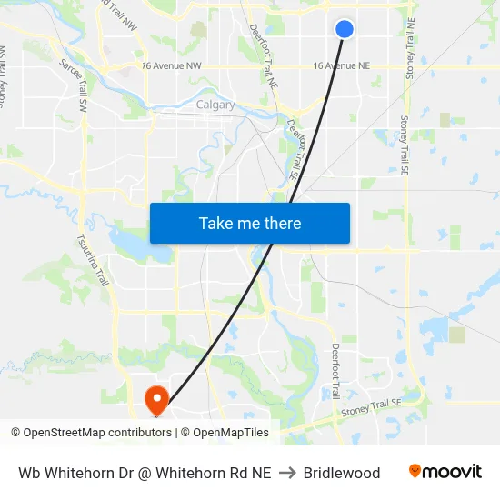 Wb Whitehorn Dr @ Whitehorn Rd NE to Bridlewood map