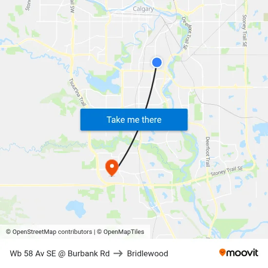 Wb 58 Av SE @ Burbank Rd to Bridlewood map