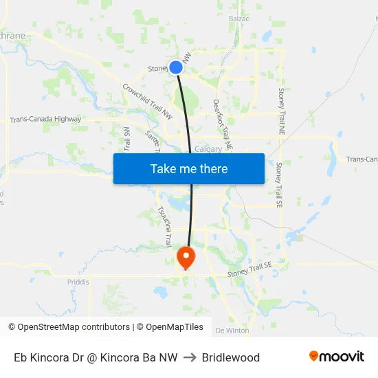 Eb Kincora Dr @ Kincora Ba NW to Bridlewood map