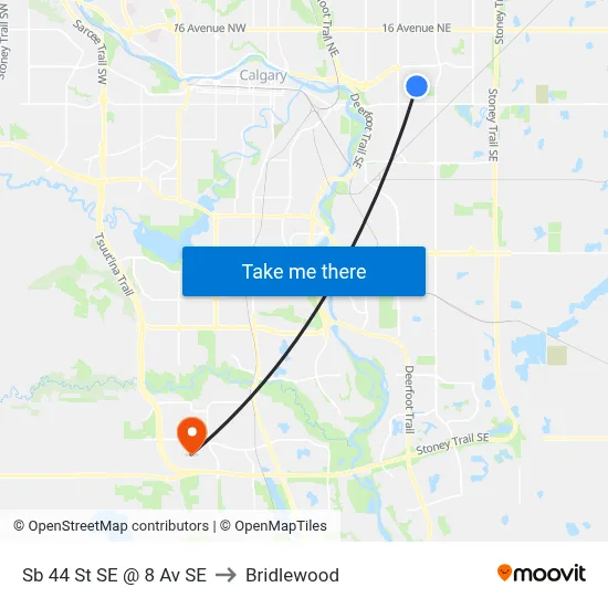 Sb 44 St SE @ 8 Av SE to Bridlewood map