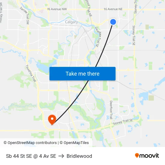 Sb 44 St SE @ 4 Av SE to Bridlewood map