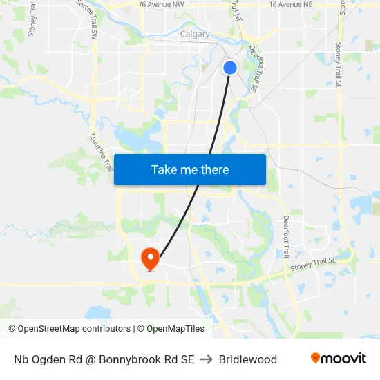 Nb Ogden Rd @ Bonnybrook Rd SE to Bridlewood map