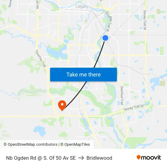 Nb Ogden Rd @ S. Of 50 Av SE to Bridlewood map