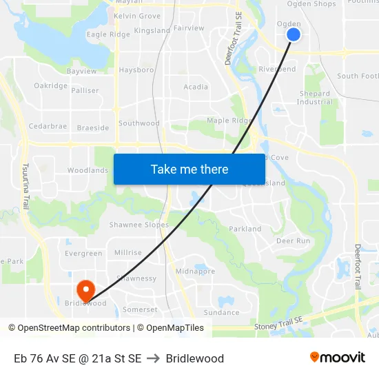 Eb 76 Av SE @ 21a St SE to Bridlewood map