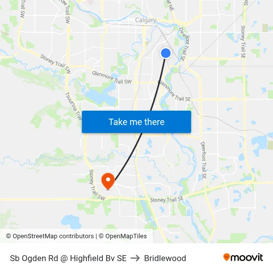 Sb Ogden Rd @ Highfield Bv SE to Bridlewood map
