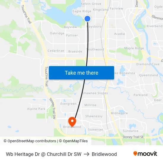 Wb Heritage Dr @ Churchill Dr SW to Bridlewood map