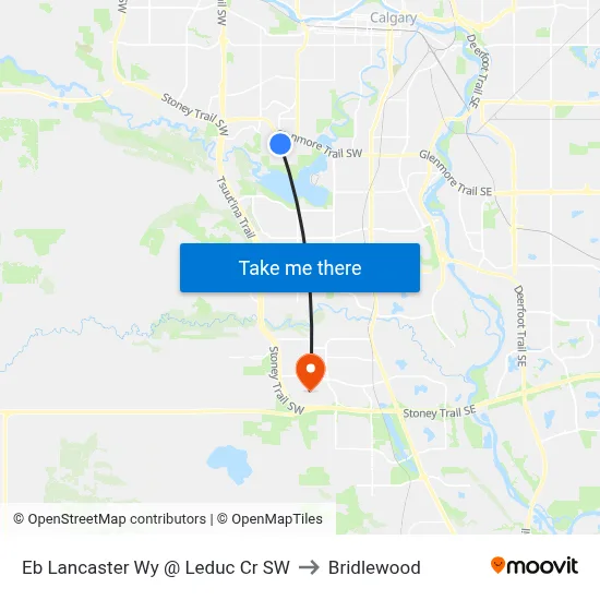 Eb Lancaster Wy @ Leduc Cr SW to Bridlewood map