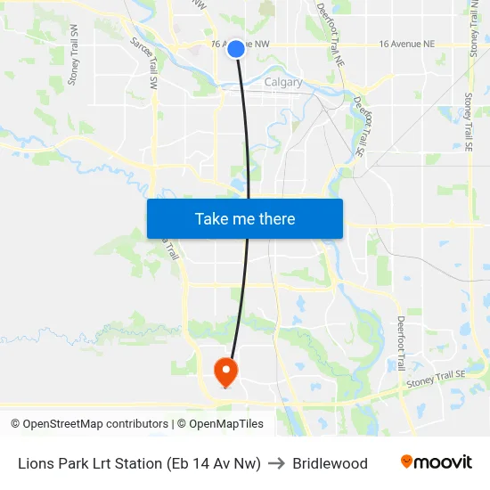 Lions Park Lrt Station (Eb 14 Av Nw) to Bridlewood map