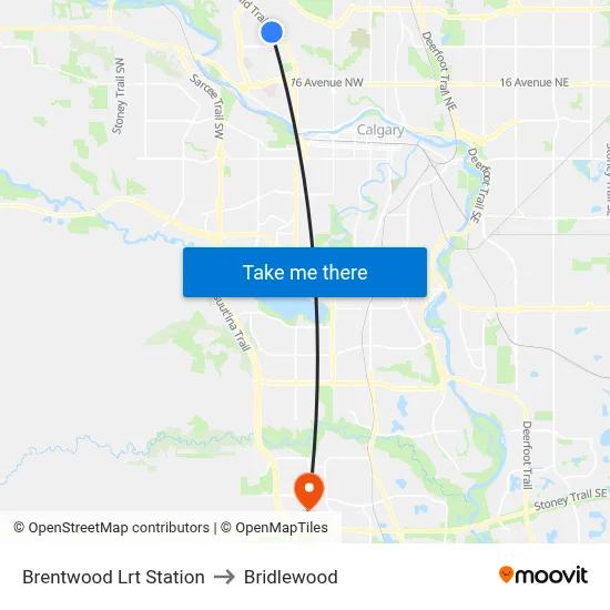 Brentwood Lrt Station to Bridlewood map