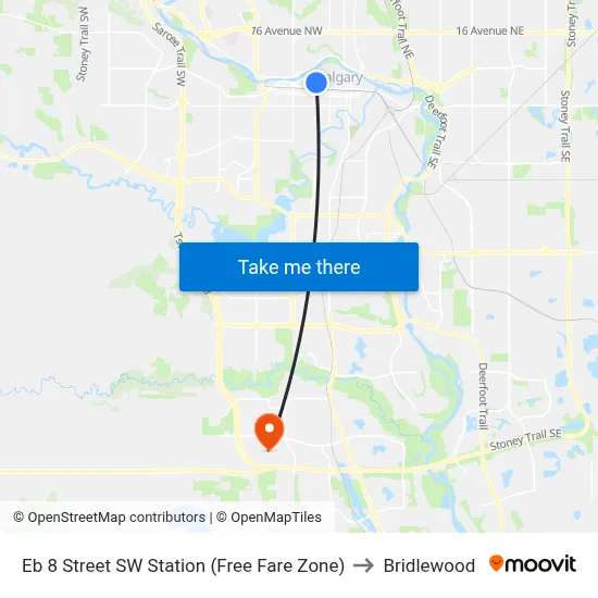 Eb 8 Street SW Station (Free Fare Zone) to Bridlewood map