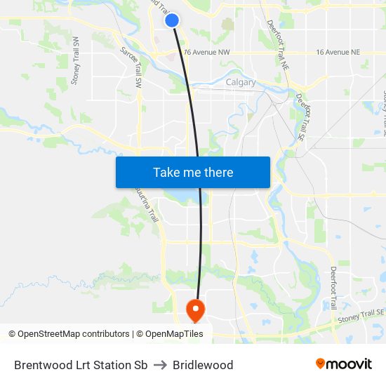 Brentwood Lrt Station Sb to Bridlewood map