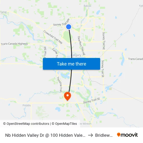 Nb Hidden Valley Dr @ 100 Hidden Vale Pl NW to Bridlewood map