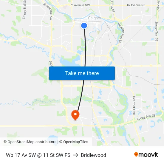 Wb 17 Av SW @ 11 St SW FS to Bridlewood map