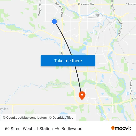 69 Street West Lrt Station to Bridlewood map