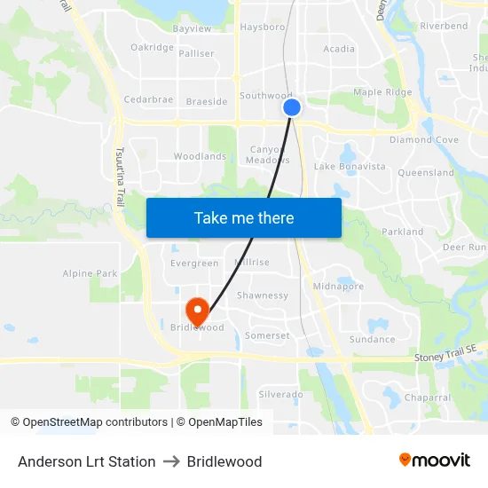 Anderson Lrt Station to Bridlewood map