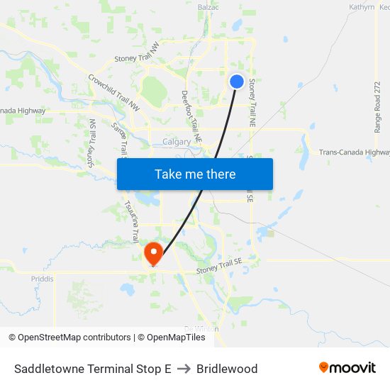 Saddletowne Terminal Stop E to Bridlewood map