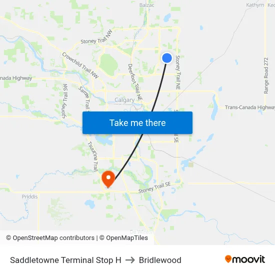 Saddletowne Terminal Stop H to Bridlewood map