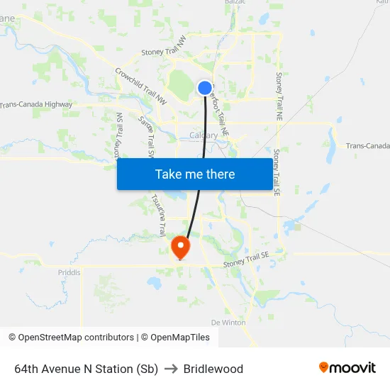 64th Avenue N Station (Sb) to Bridlewood map