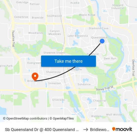 Sb Queensland Dr @ 400 Queensland Pl SE to Bridlewood map