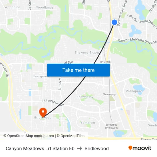 Canyon Meadows Lrt Station Eb to Bridlewood map