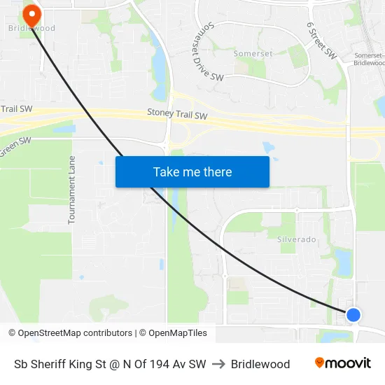 Sb Sheriff King St @ N Of 194 Av SW to Bridlewood map