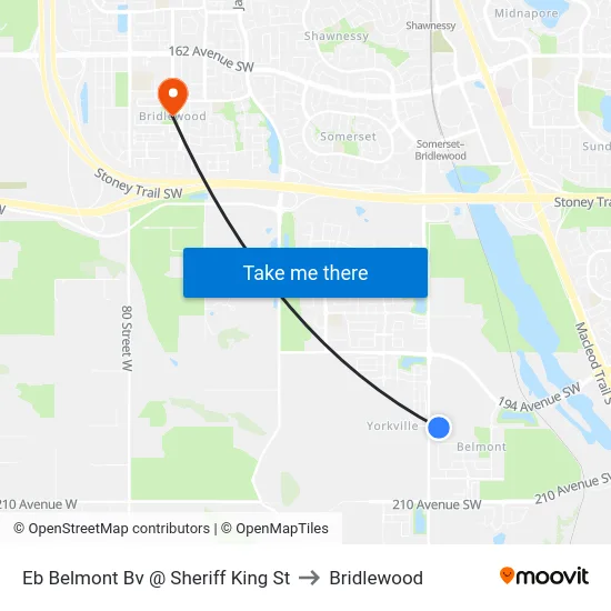 Eb Belmont Bv @ Sheriff King St to Bridlewood map