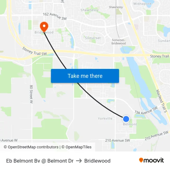 Eb Belmont Bv @ Belmont Dr to Bridlewood map