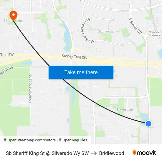 Sb Sheriff King St @ Silverado Wy SW to Bridlewood map