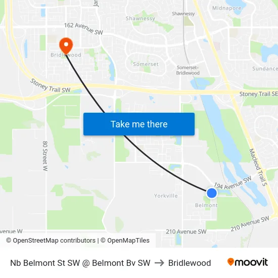 Nb Belmont St SW @ Belmont Bv SW to Bridlewood map