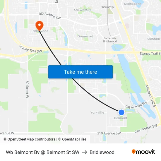 Wb Belmont Bv @ Belmont St SW to Bridlewood map