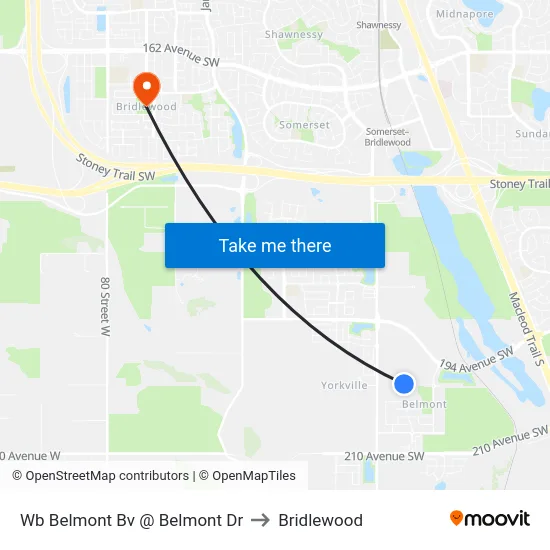 Wb Belmont Bv @ Belmont Dr to Bridlewood map